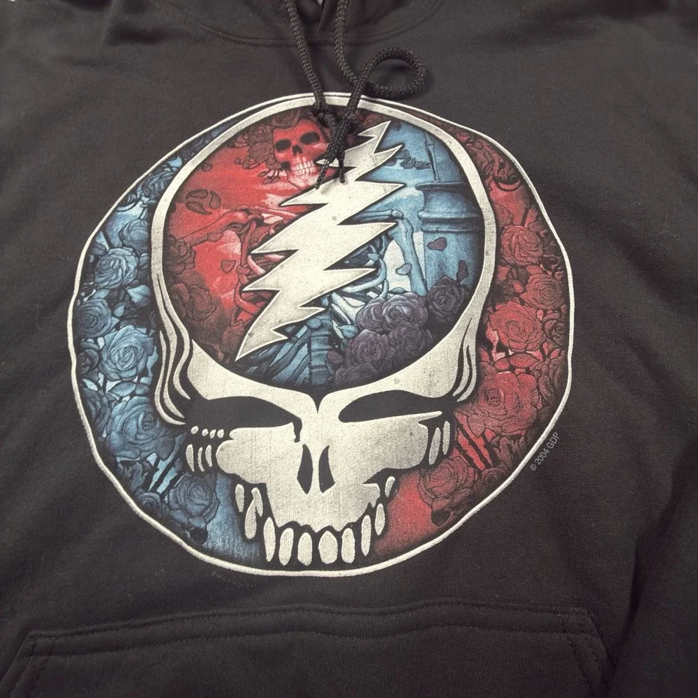 Vintage 2004 Liquid Blue Grateful Dead Steal Your Face Hoodie Black Large